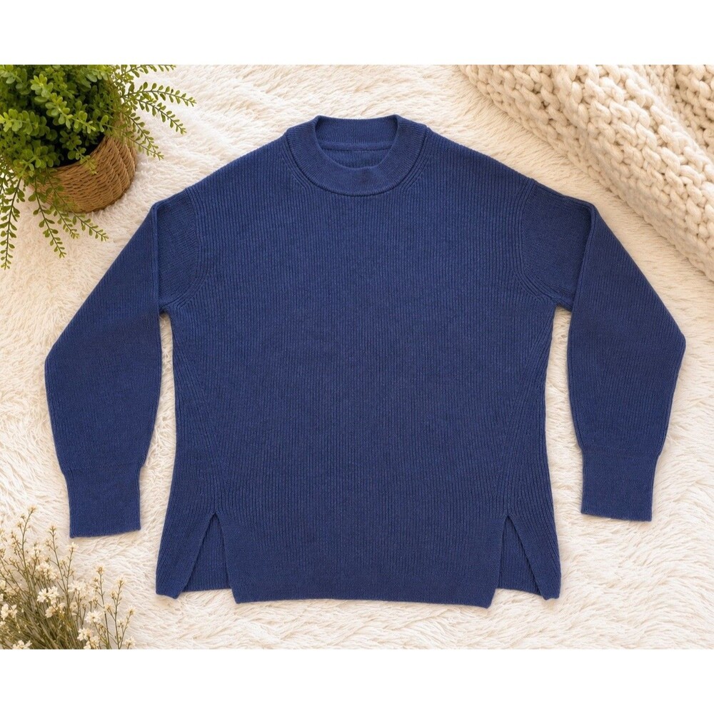 Lululemon Merino Wool-Blend Ribbed Crewneck Sweater Psychic Blue Women's Size 4 - Picture 1 of 5